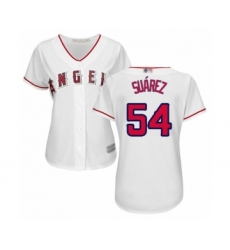 Women's Los Angeles Angels of Anaheim #54 Jose Suarez Authentic White Home Cool Base Baseball Player Jersey