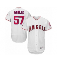 Men's Los Angeles Angels of Anaheim #57 Hansel Robles White Home Flex Base Authentic Collection Baseball Player Jersey