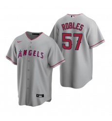 Men's Nike Los Angeles Angels #57 Hansel Robles Gray Road Stitched Baseball Jersey