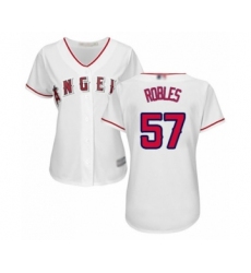 Women's Los Angeles Angels of Anaheim #57 Hansel Robles Authentic White Home Cool Base Baseball Player Jersey