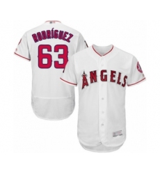 Men's Los Angeles Angels of Anaheim #63 Jose Rodriguez White Home Flex Base Authentic Collection Baseball Player Jersey