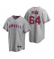 Men's Nike Los Angeles Angels #64 Felix Pena Gray Road Stitched Baseball Jersey