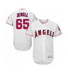 Men's Los Angeles Angels of Anaheim #65 Jake Jewell White Home Flex Base Authentic Collection Baseball Player Jersey