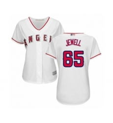 Women's Los Angeles Angels of Anaheim #65 Jake Jewell Authentic White Home Cool Base Baseball Player Jersey