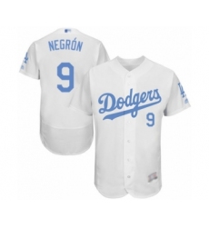 Men's Los Angeles Dodgers #9 Kristopher Negron Authentic White 2016 Father's Day Fashion Flex Base Baseball Player Jersey