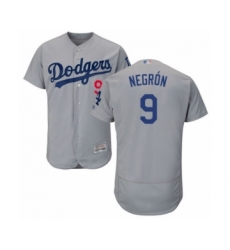 Men's Los Angeles Dodgers #9 Kristopher Negron Gray Alternate Flex Base Authentic Collection Baseball Player Jersey