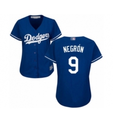Women's Los Angeles Dodgers #9 Kristopher Negron Authentic Royal Blue Alternate Cool Base Baseball Player Jersey