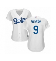 Women's Los Angeles Dodgers #9 Kristopher Negron Authentic White Home Cool Base Baseball Player Jersey