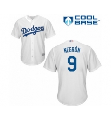 Youth Los Angeles Dodgers #9 Kristopher Negron Authentic White Home Cool Base Baseball Player Jersey