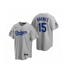 Men's Los Angeles Dodgers #15 Austin Barnes Gray 2020 World Series Champions Replica Jersey