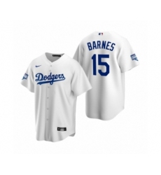 Men's Los Angeles Dodgers #15 Austin Barnes White 2020 World Series Champions Replica Jersey