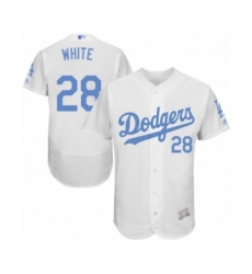 Men's Los Angeles Dodgers #28 Tyler White Authentic White 2016 Father's Day Fashion Flex Base Baseball Player Jersey