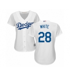 Women's Los Angeles Dodgers #28 Tyler White Authentic White Home Cool Base Baseball Player Jersey