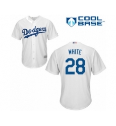 Youth Los Angeles Dodgers #28 Tyler White Authentic White Home Cool Base Baseball Player Jersey