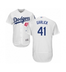 Men's Los Angeles Dodgers #41 Kyle Garlick White Home Flex Base Authentic Collection Baseball Player Jersey