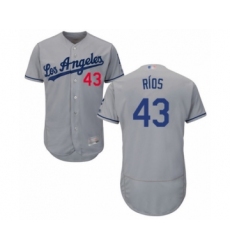 Men's Los Angeles Dodgers #43 Edwin Rios Grey Road Flex Base Authentic Collection Baseball Player Jersey