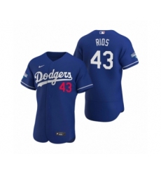 Men's Los Angeles Dodgers #43 Edwin Rios Royal 2020 World Series Champions Authentic Jersey