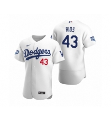 Men's Los Angeles Dodgers #43 Edwin Rios White 2020 World Series Champions Authentic Jersey