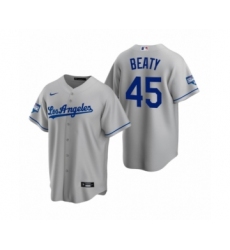 Men's Los Angeles Dodgers #45 Matt Beaty Gray 2020 World Series Champions Replica Jerseys