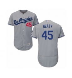Men's Los Angeles Dodgers #45 Matt Beaty Grey Road Flex Base Authentic Collection Baseball Player Jersey