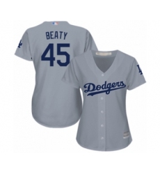 Women's Los Angeles Dodgers #45 Matt Beaty Authentic Grey Road Cool Base Baseball Player Jersey
