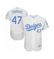 Men's Los Angeles Dodgers #47 J.T. Chargois Authentic White 2016 Father's Day Fashion Flex Base Baseball Player Jersey