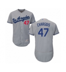 Men's Los Angeles Dodgers #47 J.T. Chargois Grey Road Flex Base Authentic Collection Baseball Player Jersey