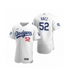 Men's Los Angeles Dodgers #52 Pedro Baez White 2020 World Series Champions Authentic Jersey