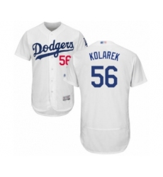 Men's Los Angeles Dodgers #56 Adam Kolarek White Home Flex Base Authentic Collection Baseball Player Jersey
