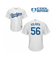 Youth Los Angeles Dodgers #56 Adam Kolarek Authentic White Home Cool Base Baseball Player Jersey