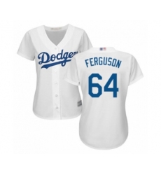 Women's Los Angeles Dodgers #64 Caleb Ferguson Authentic White Home Cool Base Baseball Player Jersey