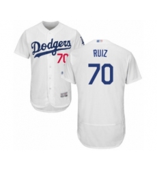 Men's Los Angeles Dodgers #70 Keibert Ruiz White Home Flex Base Authentic Collection Baseball Player Jersey