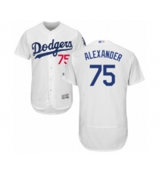 Men's Los Angeles Dodgers #75 Scott Alexander White Home Flex Base Authentic Collection Baseball Player Jersey