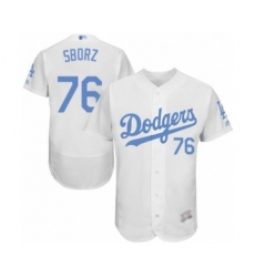 Men's Los Angeles Dodgers #76 Josh Sborz Authentic White 2016 Father's Day Fashion Flex Base Baseball Player Jersey