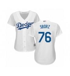 Women's Los Angeles Dodgers #76 Josh Sborz Authentic White Home Cool Base Baseball Player Jersey