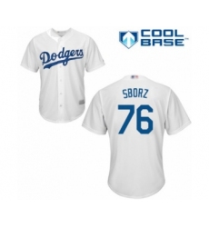 Youth Los Angeles Dodgers #76 Josh Sborz Authentic White Home Cool Base Baseball Player Jersey