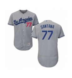 Men's Los Angeles Dodgers #77 Dennis Santana Grey Road Flex Base Authentic Collection Baseball Player Jersey