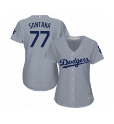 Women's Los Angeles Dodgers #77 Dennis Santana Authentic Grey Road Cool Base Baseball Player Jersey