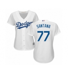 Women's Los Angeles Dodgers #77 Dennis Santana Authentic White Home Cool Base Baseball Player Jersey
