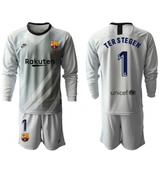 Barcelona #1 Ter Stegen Grey Goalkeeper Long Sleeves Soccer Club Jersey