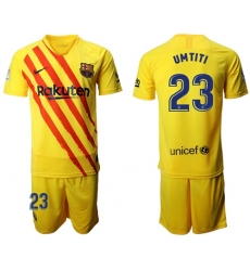 Barcelona #23 Umtiti Yellow Soccer Club Jersey