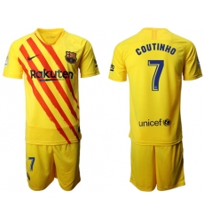 Barcelona #7 Coutinho Yellow Soccer Club Jersey