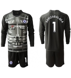 Chelsea #1 Arrizabalaga Black Goalkeeper Long Sleeves Soccer Club Jersey