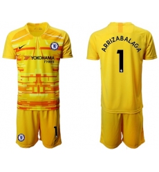 Chelsea #1 Arrizabalaga Yellow Goalkeeper Soccer Club Jersey