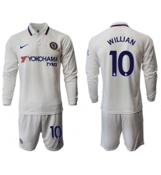 Chelsea #10 Willian Away Long Sleeves Soccer Club Jersey