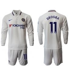 Chelsea #11 Drogba Away Long Sleeves Soccer Club Jersey