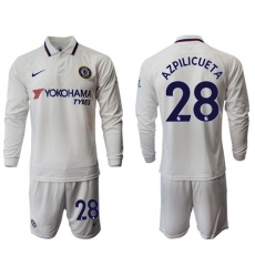 Chelsea #28 Azpilicueta Away Long Sleeves Soccer Club Jersey