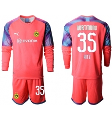 Dortmund #35 Hitz Pink Goalkeeper Long Sleeves Soccer Club Jersey