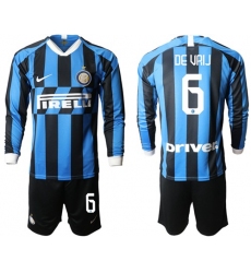 Inter Milan #6 De Vrij Home Long Sleeves Soccer Club Jersey