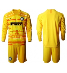 Inter Milan Blank Yellow Goalkeeper Long Sleeves Soccer Club Jersey